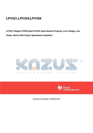 LPV321M5 datasheet - Single/LPV358 Dual/LPV324 Quad General Purpose, Low Voltage, Low Power, Rail-to-Rail Output Operational Amplifiers