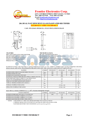 FEF200-04CT datasheet - 20A DUAL FAST EFFICIENT GLASS PASSIVATED RECTIFIER
