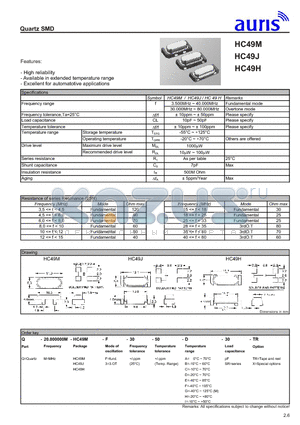 HC49M datasheet - Quartz SMD