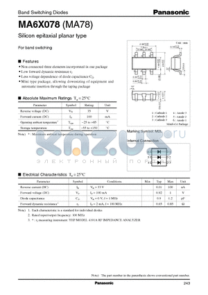 MA6X078 datasheet - Silicon epitaxial planar type