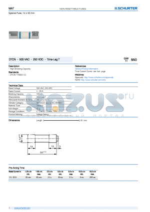 7025.5170 datasheet - Special Fuse, 14 x 50 mm