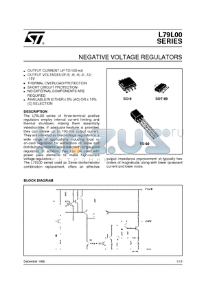 L79L05AB datasheet - NEGATIVE VOLTAGE REGULATORS