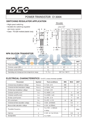 E13004TO-220 datasheet - POWER TRANSISTOR