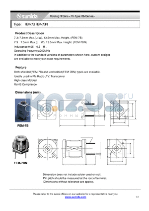 FEM7BNNP-10F datasheet - Molding RF Coils
