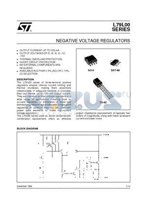 L79L05ACZ datasheet - NEGATIVE VOLTAGE REGULATORS