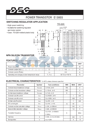E13005_TO-220 datasheet - POWER TRANSISTOR