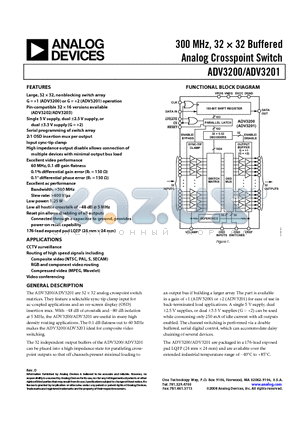 ADV3201 datasheet - 300 MHz, 32  32 Buffered Analog Crosspoint Switch