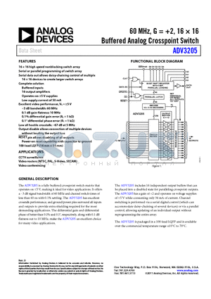 ADV3205 datasheet - 60 MHz, G = 2, 16  16