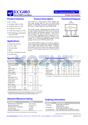 ECG003B datasheet - InGaP HBT Gain Block