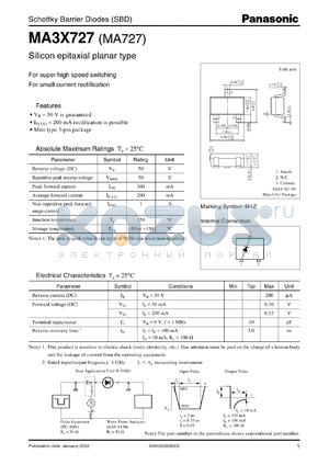 MA727 datasheet - Silicon epitaxial planar type