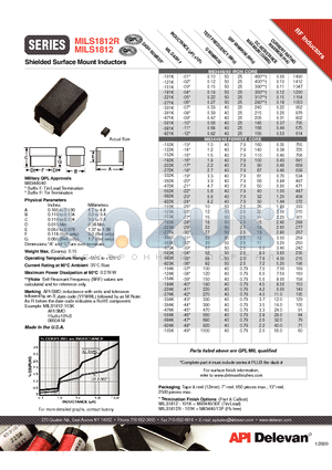 MILS1812-104K datasheet - Shielded Surface Mount Inductors