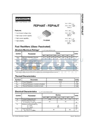 FEP16AT datasheet - Fast Rectifiers (Glass Passivated)