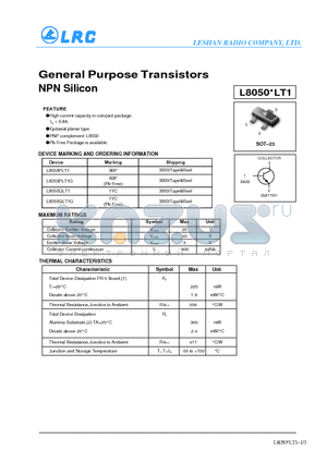 L8050PLT1G datasheet - General Purpose Transistors NPN Silicon