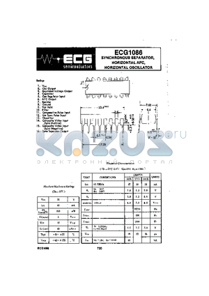 ECG1086 datasheet - SYNCHRONOUS SEPARATOR, HORIZONTAL AFC, HORIZONTAL OSCILLATOR