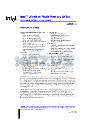 GE28F128W18TD80 datasheet - Intel^ Wireless Flash Memory