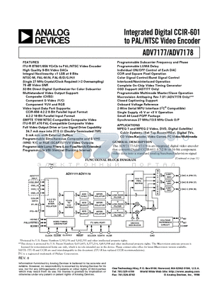 ADV7177KS datasheet - Integrated Digital CCIR-601 to PAL/NTSC Video Encoder