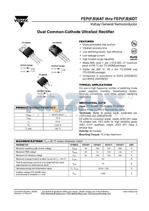 FEP6AT datasheet - Dual Common-Cathode Ultrafast Rectifier