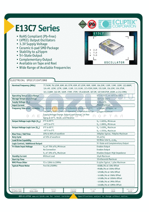 E13C7 datasheet - OSCILLATOR