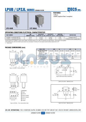 LPZ455JL datasheet - CERAMIC FILTER