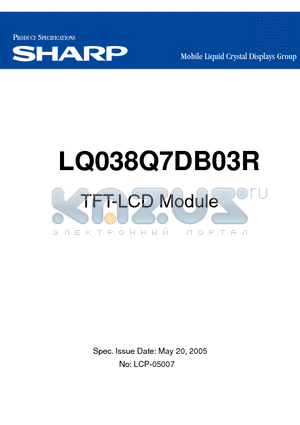 LQ038Q7DB03R datasheet - TFT-LCD Module