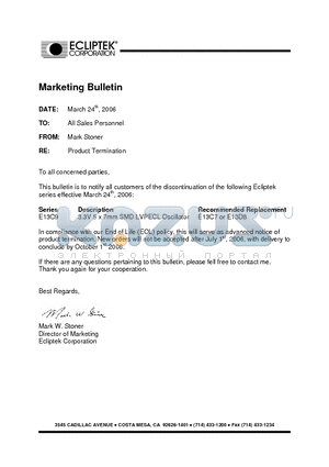 E13C9C1F-155.520M datasheet - OSCILLATOR