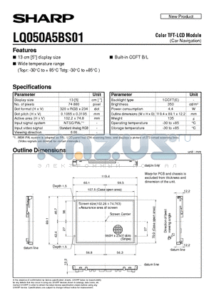 LQ050A5BS01 datasheet - Color TFT-LCD Module(Car Navigation)