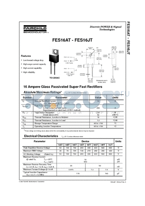 FES16BT datasheet - 16 Ampere Glass Passivated Super Fast Rectifiers