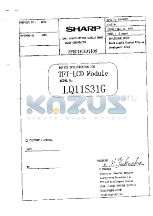 LQ11S31G datasheet - TFT-LCD MODULE