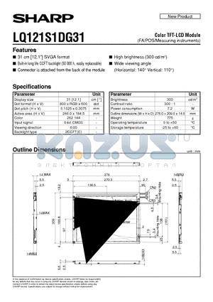 LQ121S1DG31 datasheet - Color TFT-LCD Module(FA/POS/Measuring instruments)
