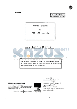 LQ12DX12 datasheet - TFT-LCD MODULE