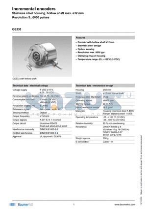 GE333.0224109 datasheet - Incremental encoders