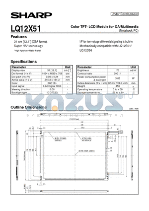 LQ12X51 datasheet - Color TFT- LCD Module for OA/Multimedia(Notebook PC)