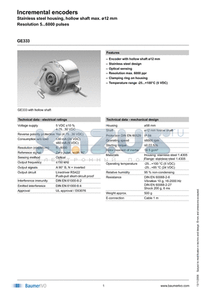 GE333.0224113 datasheet - Incremental encoders