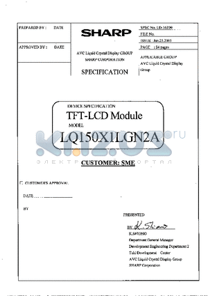 LQ150X1LGN2A datasheet - TFT-LCD MODULE