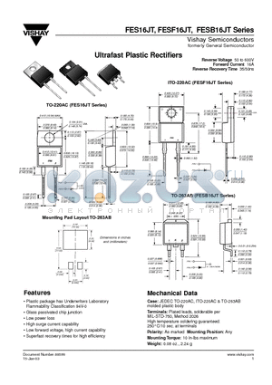 FESB16AT datasheet - Ultrafast Plastic Rectifiers