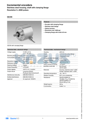GE355.A223130 datasheet - Incremental encoders