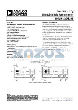 ADXL103CE-REEL1 datasheet - Precision a1.7 g Single/Dual Axis Accelerometer