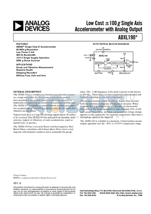 ADXL190 datasheet - Low Cost -100 gSingle Axis Accelerometer with Analog Output