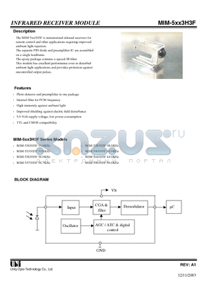 MIM-5363H3F datasheet - INFRARED RECEIVER MODULE