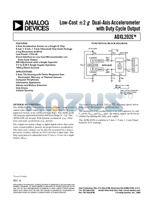 ADXL202AE datasheet - Low-Cost -2 g Dual-Axis Accelerometer with Duty Cycle Output