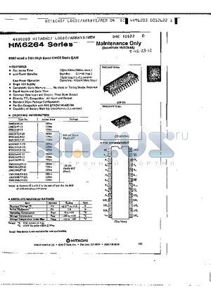 HM6264LFP-15 datasheet - 8192-word x 8-bit High Speed CMOS Static RAM