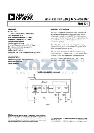 ADXL321JCP datasheet - Small and Thin 18 g Accelerometer