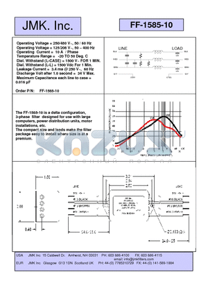 FF-1585-10 datasheet - Operating Voltage = 250/480 V~, 50 / 60 Hz Operating Voltage = 125/208 V~, 50 - 400 Hz
