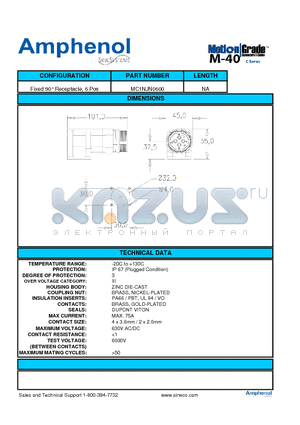 MC1NJN0600 datasheet - Fixed 90` Receptacle, 6 Pos