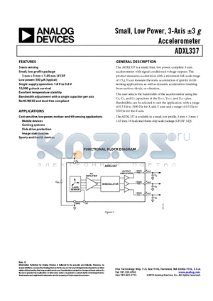 ADXL337 datasheet - Small, Low Power, 3-Axis a3 g