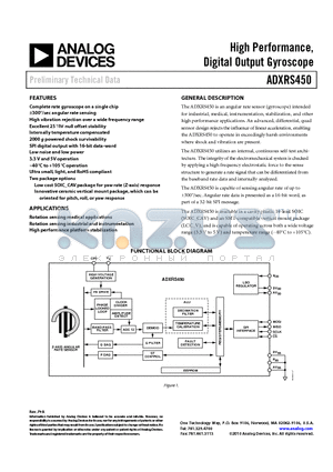 ADXRS450BEYZ datasheet - HIgh Performance, Digital Output Gyroscope