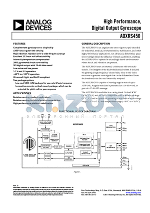 ADXRS450_11 datasheet - High Performance, Digital Output Gyroscope