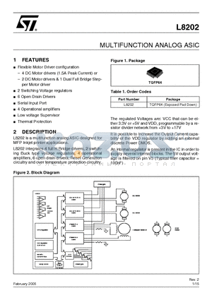 L8202 datasheet - MULTIFUNCTION ANALOG ASIC