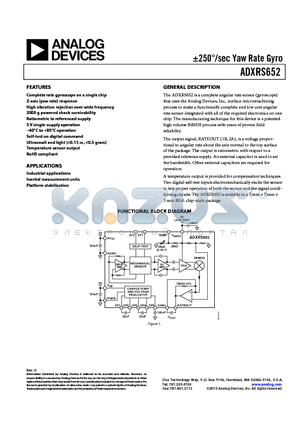 ADXRS652BBGZ datasheet - a250`/sec Yaw Rate Gyro