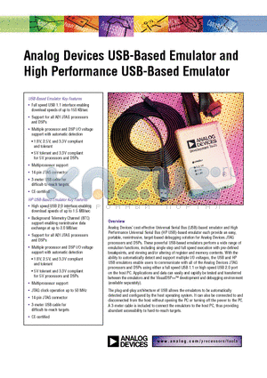 ADZS-HPUSB-ICE datasheet - Analog Devices USB-Based Emulator and High Performance USB-Based Emulator